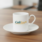 taza para cafe y platillo. Logo personalizado, regalo empresarial.
