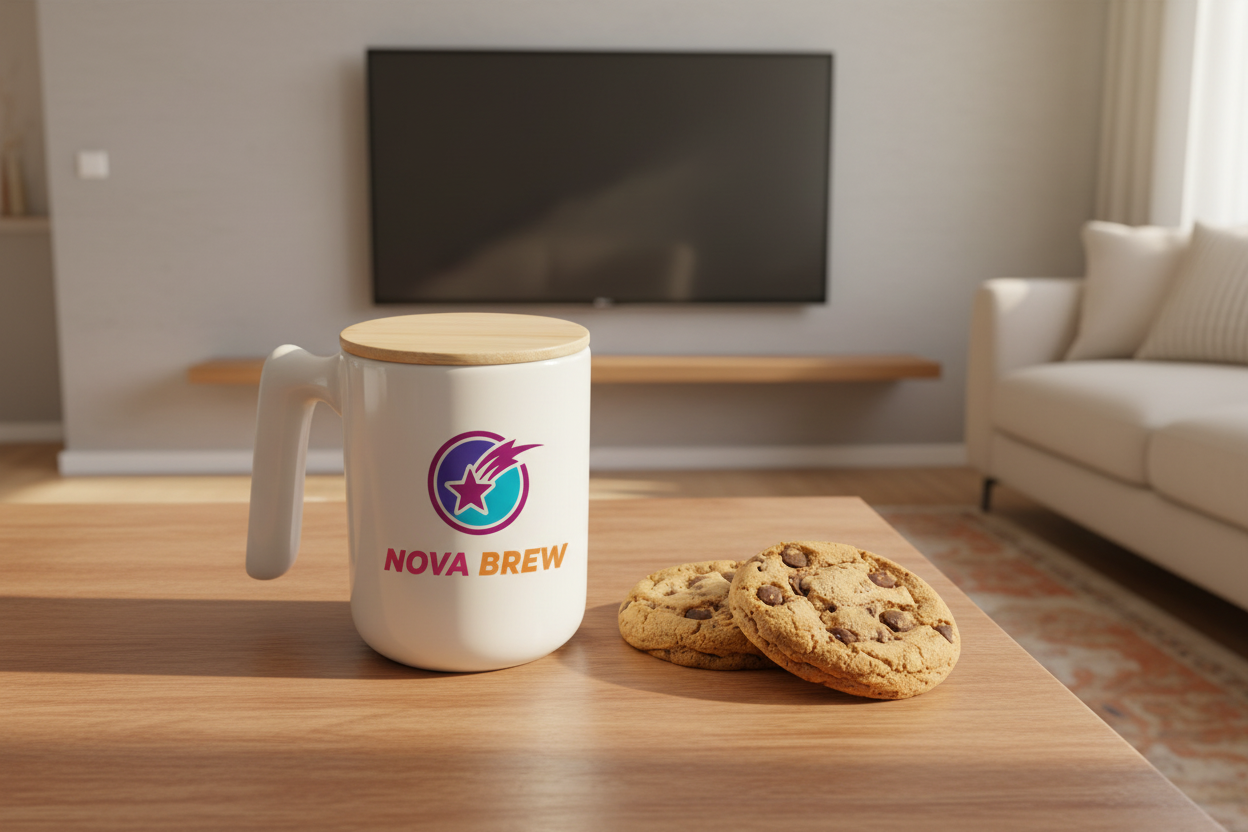 Taza Ganges con logo personalizado en transfer UV. Regalo empresarial.