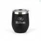 Vaso Danubio color negro con logo personalizado grabado en láser. Regalo empresarial.