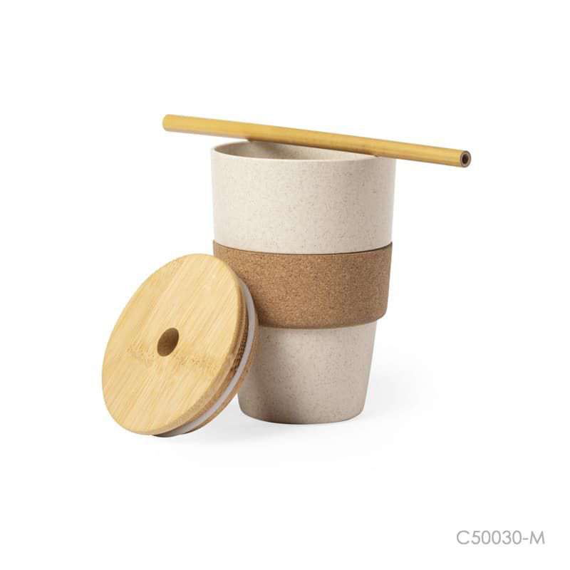 Vaso ecológico con sorbito. Logo personalizado, regalo empresarial.