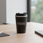 Vaso Maracaibo color negro en escritorio. Logo personalizado, regalo empresarial.