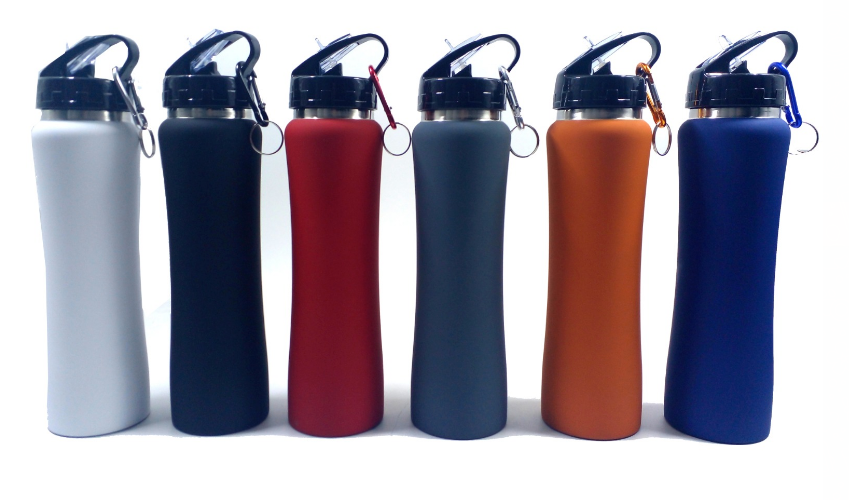 Botellas deportivas para regalos empresariales, se puede personalizar con logo utilizando grabado láser