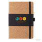 Cuaderno de tela PU y corcho con logotipo que puede aplicarse mediante impresión UV o grabado láser.