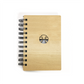Libreta A6 con tapa de madera con logo y contratapa de cartón ecológico. En la tapa se puede personalizar con Impresión UV, calado o grabado láser.