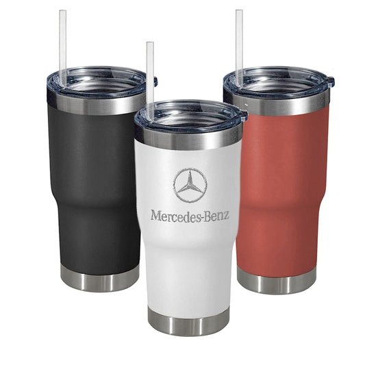 Vaso térmico con tapa y sorbito. Para regalos empresariales se puede personalizar con un logo utilizando grabado láser.