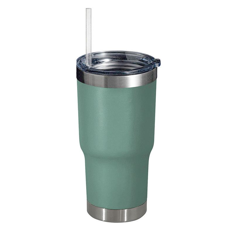 Vaso térmico con tapa y sorbito. Para regalos empresariales se puede personalizar con un logo utilizando grabado láser.