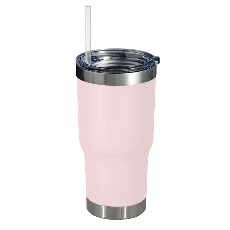 Vaso térmico con tapa y sorbito. Para regalos empresariales se puede personalizar con un logo utilizando grabado láser.