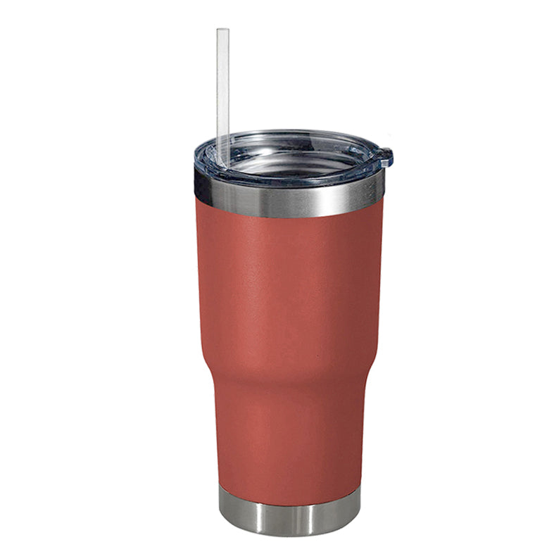 Vaso térmico con tapa y sorbito. Para regalos empresariales se puede personalizar con un logo utilizando grabado láser.