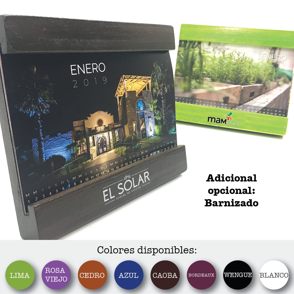 Calendario Ámbar. Logo personalizado diferentes colores. Regalo empresarial.