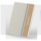 Cuaderno ibiza fabricado con envases de leche. Detalle en corcho. Logo personalizado, regalo corporativo.
