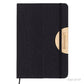 Cuaderno Lyon con tela negra, logo personalizado, regalo empresarial.
