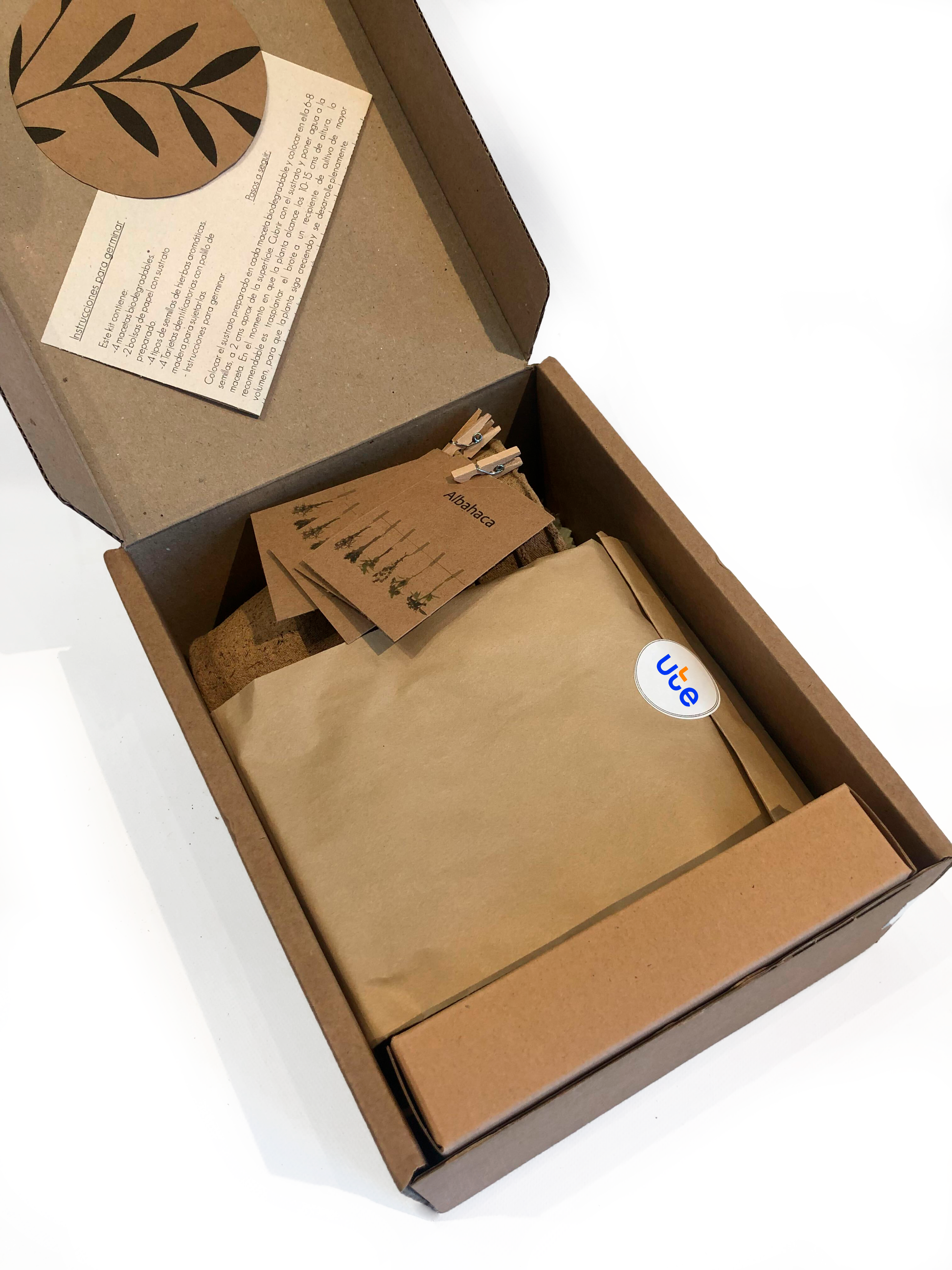 Kit biodegradable, ecologico, con porta notas, macetas, etc. Logo personalizado, regalo empresarial.
