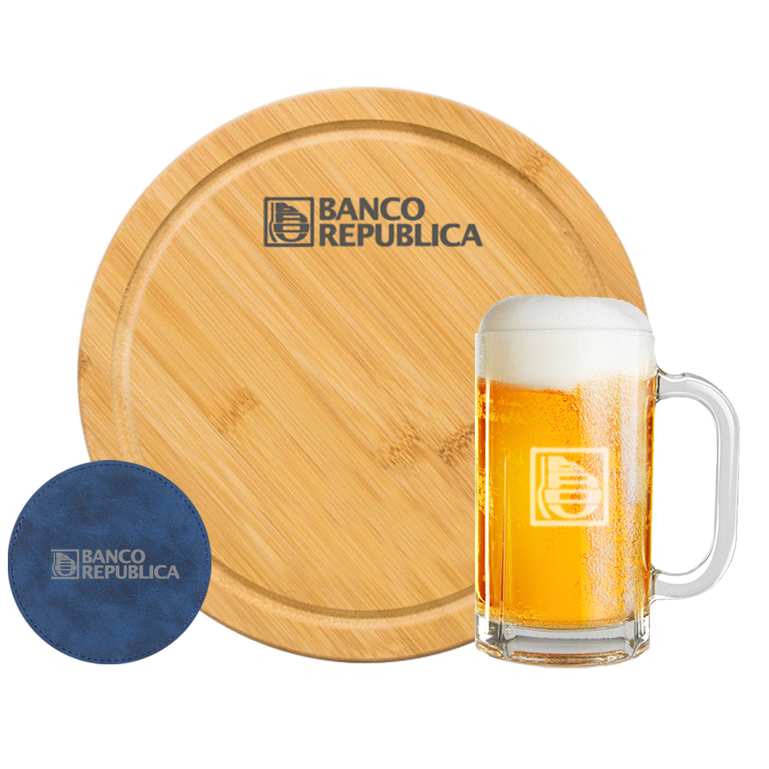 Kit Cebada. Logo personalizado grabado. Regalo empresarial.