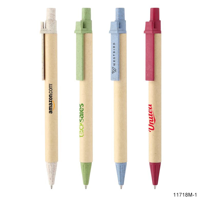 Lapicera Nia de cartón. Diferentes colores, logo personalizado impresión uv. Regalo empresa.