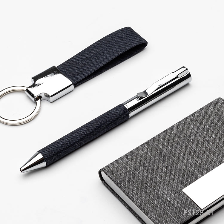 Lapicera Twill metálica, con tela r-pet. Logo personalizado, regalo empresarial.