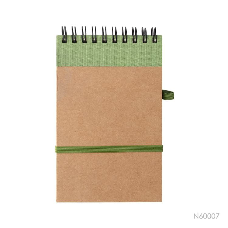 Libreta Capri ecológica de color verde. Logo personalizado, regalo corporativo.