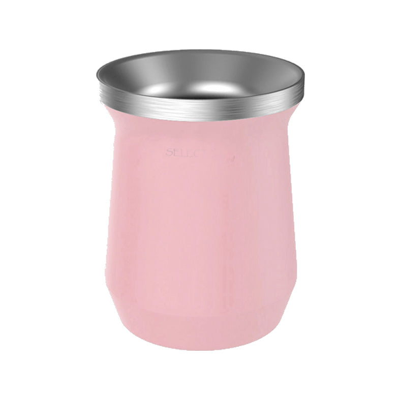 Mate de acero inoxidable de color rosa. Logo personalizado, regalo empresarial.