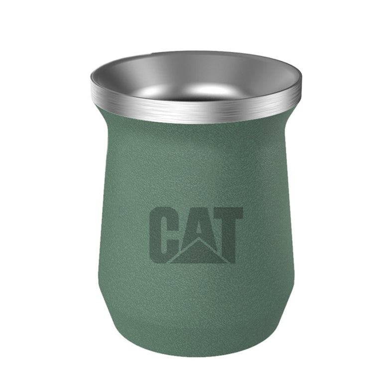 Mate de acero inoxidable de color verde. Logo personalizado grabado, regalo empresarial.