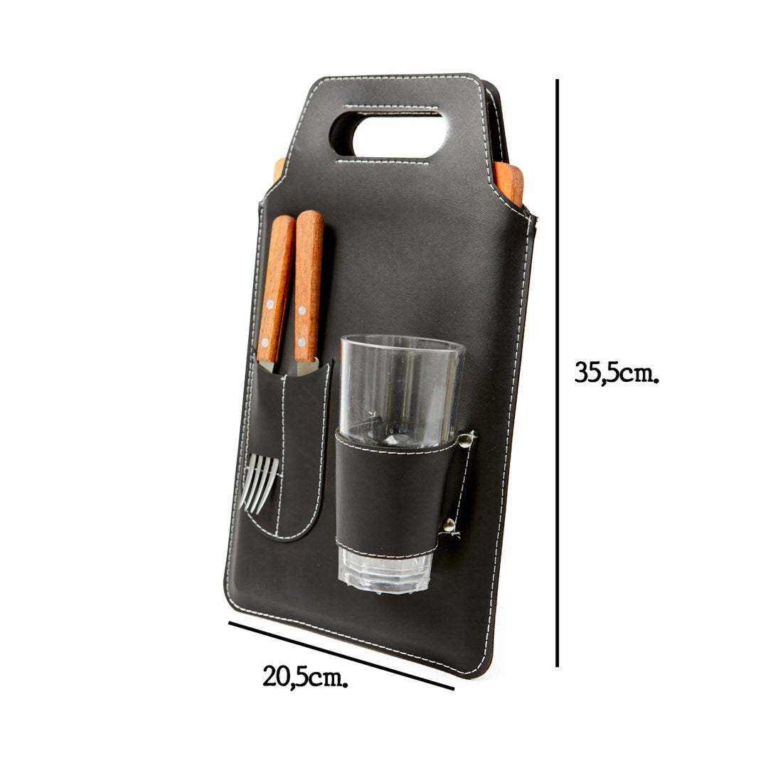 Medidas de kit parrillero Osaka. Logo personalizado regalo empresarial.