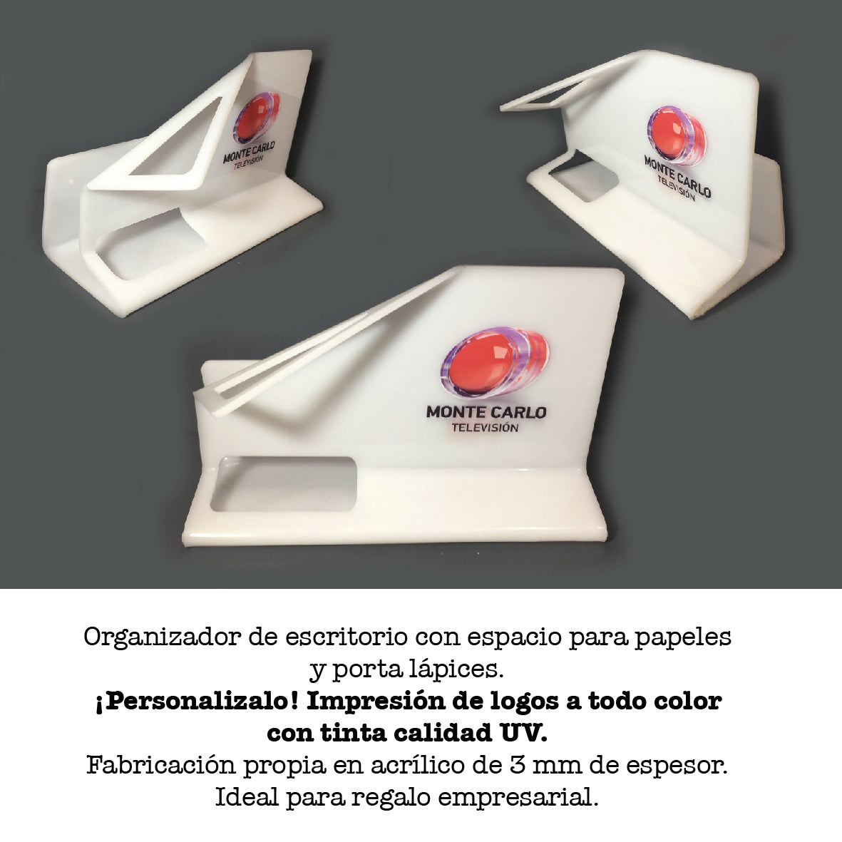 Organizador Denim de acrílico. Logo personalizado, regalo empresarial.
