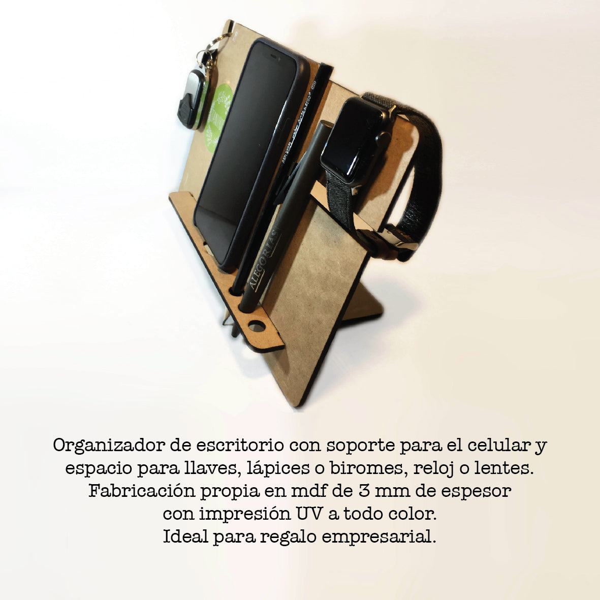 Organizador Runa en mdf. Logo personalizado, regalo empresarial.