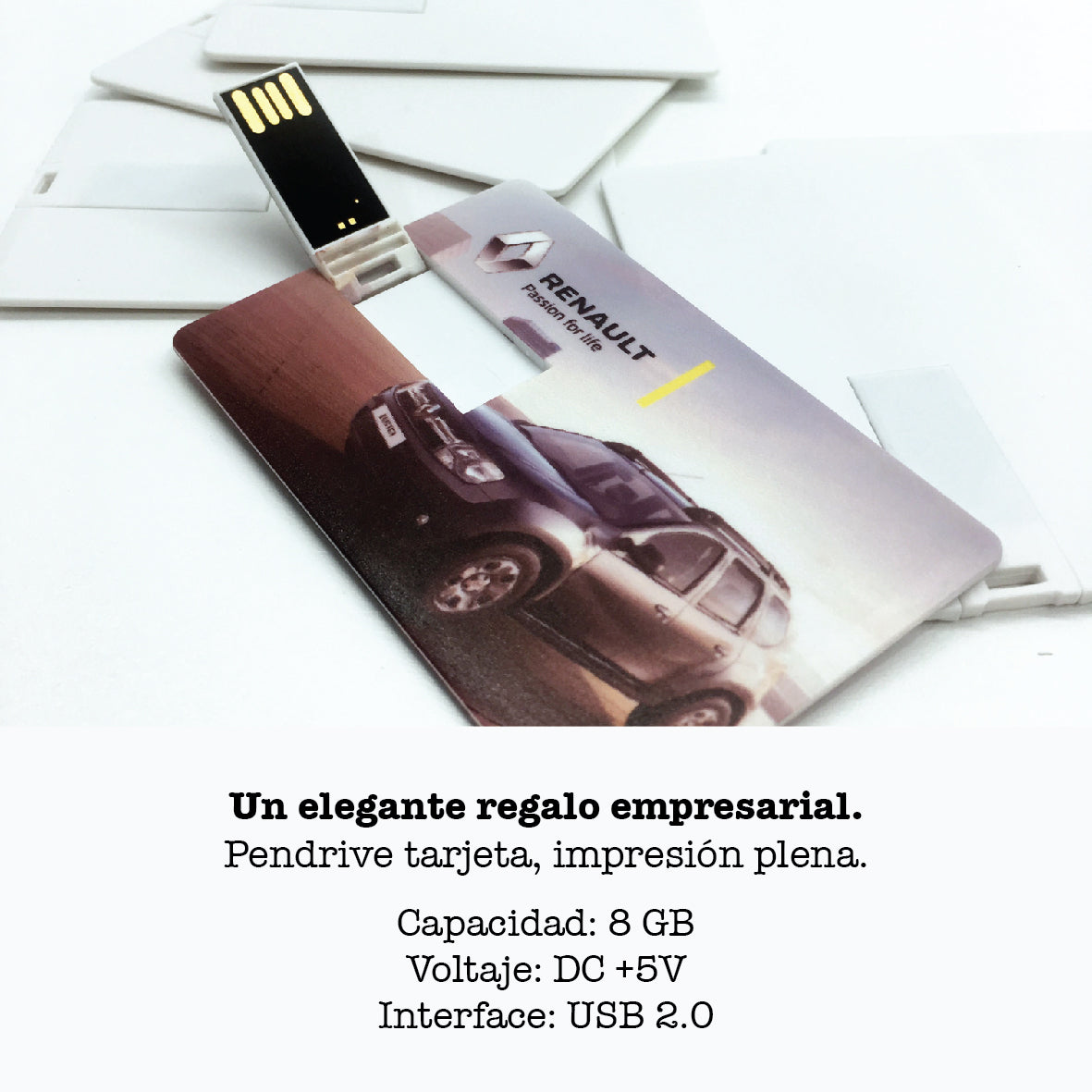 Pendrive Nova y estuche de plástico. Logo personalizado, regalo empresarial.