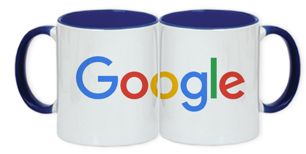 Taza interior de color azul. Logo personalizado, regalo empresarial.