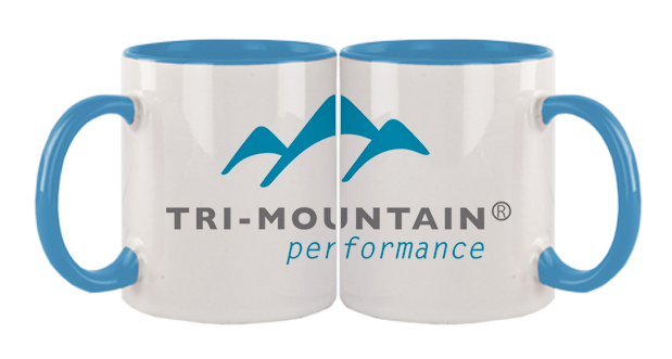 Taza de interior de color celeste. Logo personalizado, regalo empresarial.