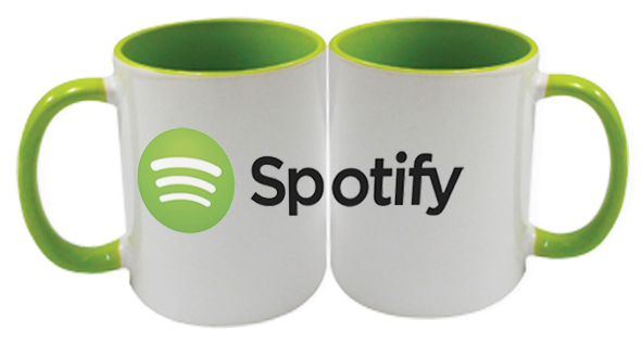 Taza interior de color verde. Logo personalizado, regalo empresarial.